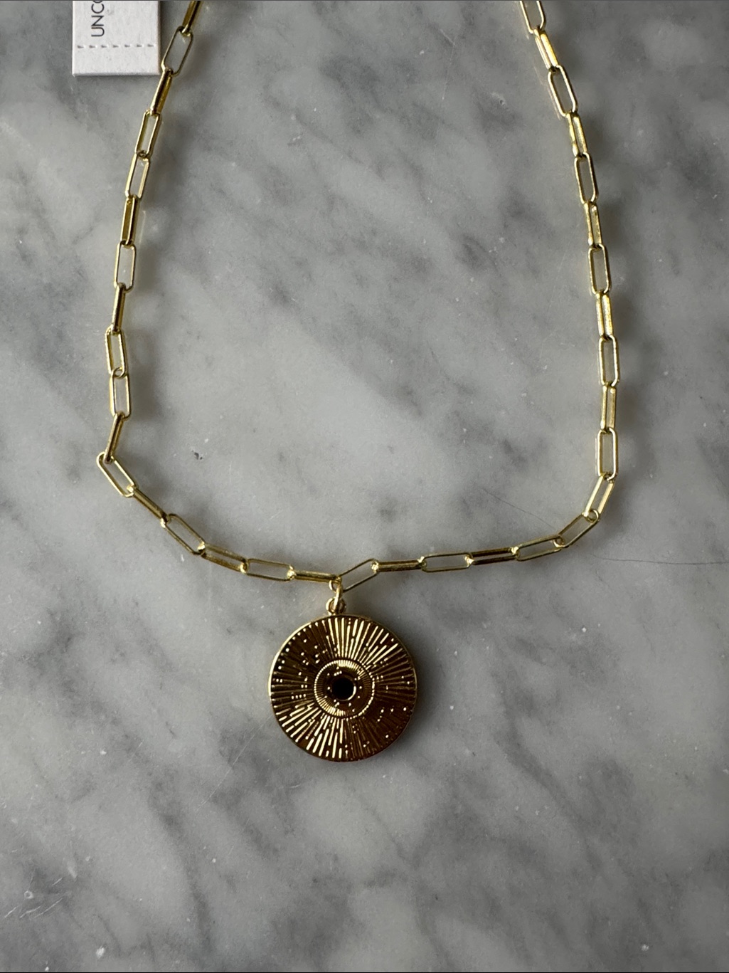 Uncommon James Gold Sunburst Medallion Pendant Paperclip Chain Nwt — image 2 of 6